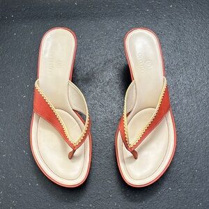 Cole Haan Coral and Cream Kitten Heel Sandals - size 9